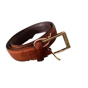 SHINOLA DETROIT MADE IN U.S.A. BROWN GENUINE LEATHER BELT SIZE 34/85cm..